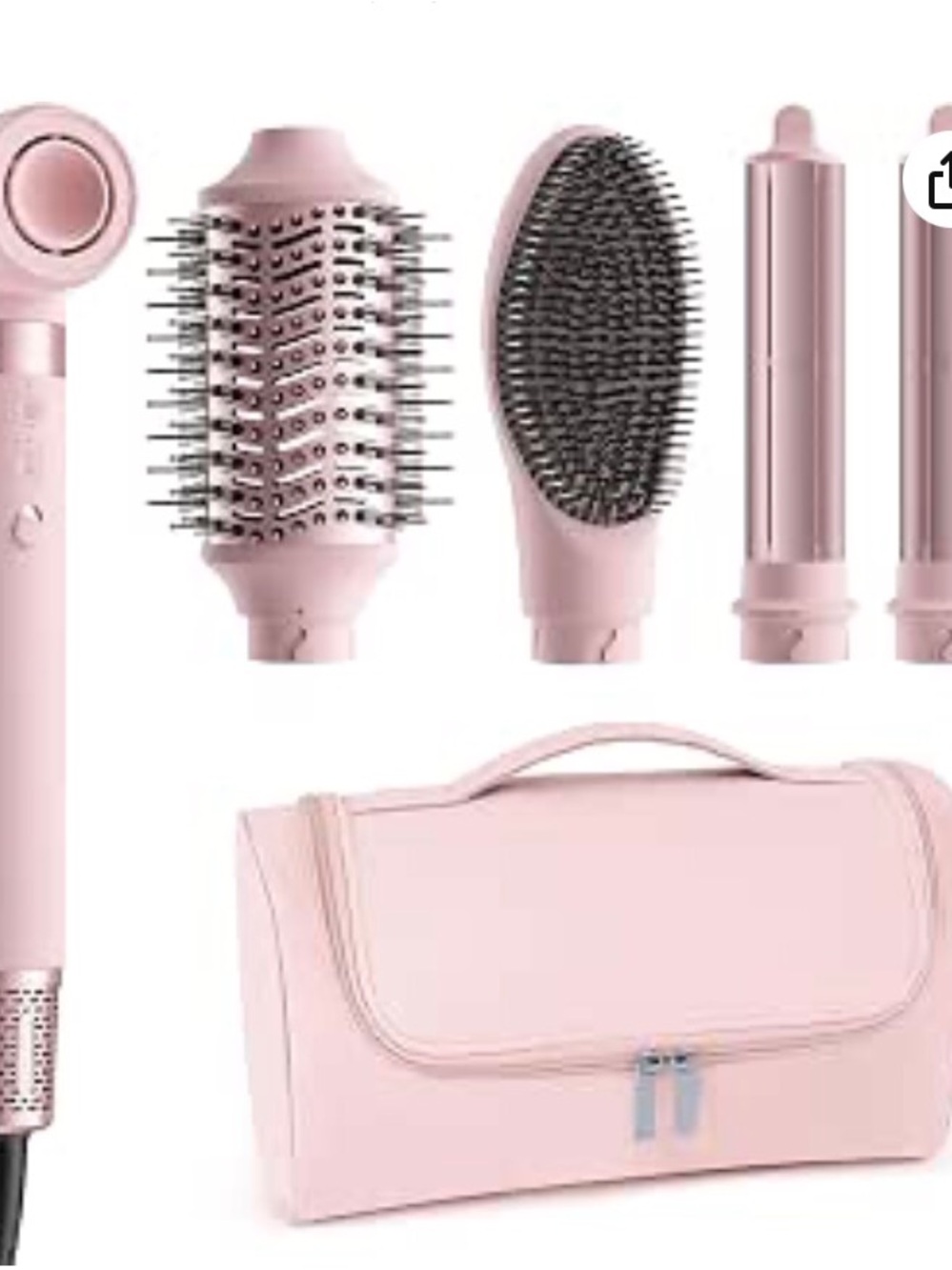 Rose Pink 5-Piece Women’s Hair Styling Set with Travel Case